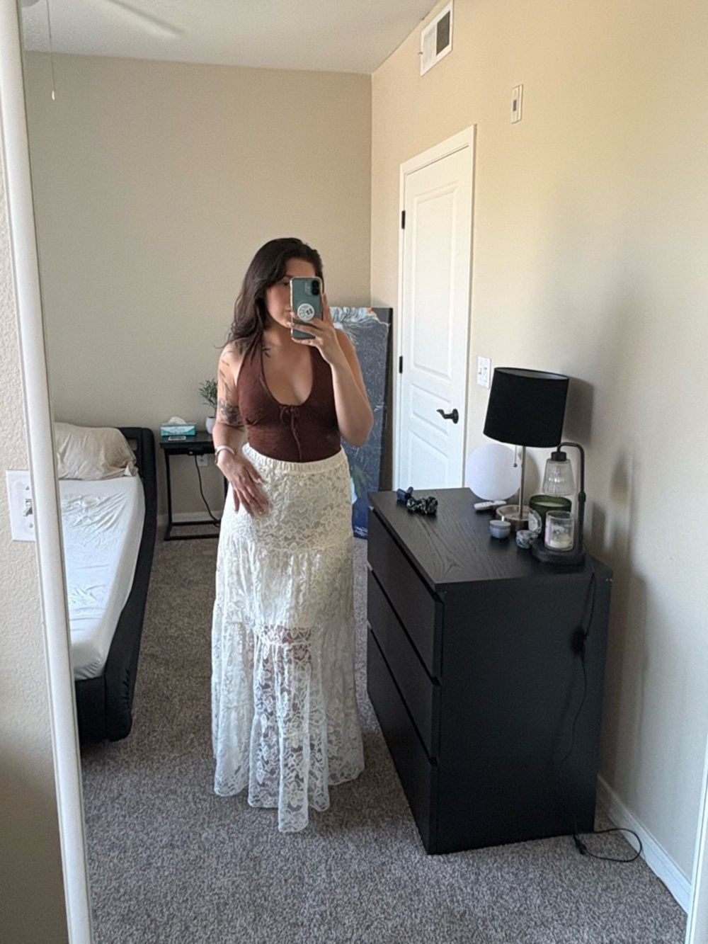 Vigoss Ivory Lace Maxi Skirt